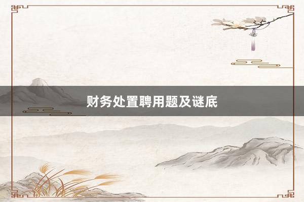 财务处置聘用题及谜底